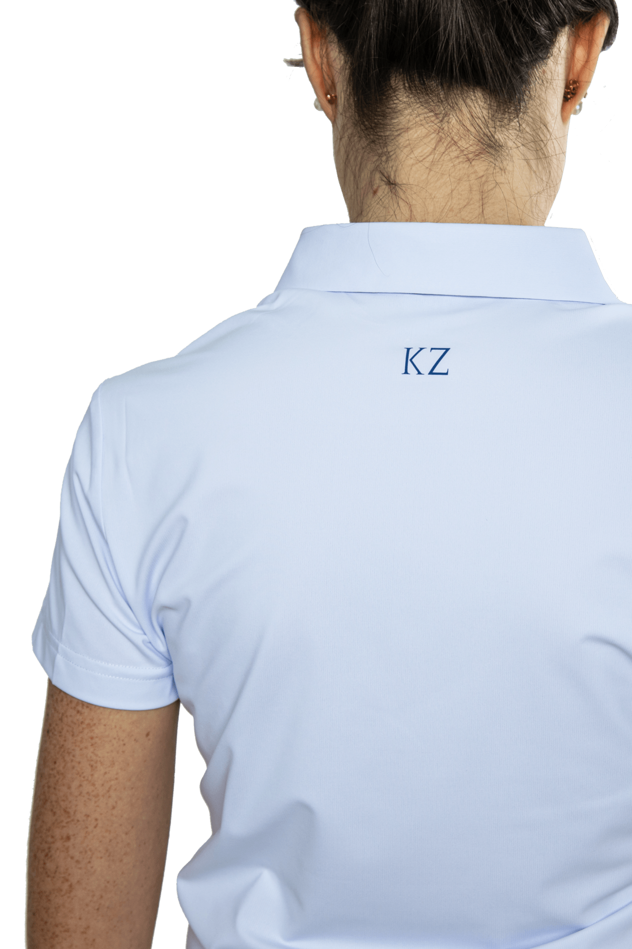 Polo de golf mujer blanco logo azul - KAIZEN KZ ESPAÑA