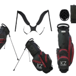 Bolsa de palos de golf impermeable, ligera, tripode de patas con 14 separadores profesional negro rojo